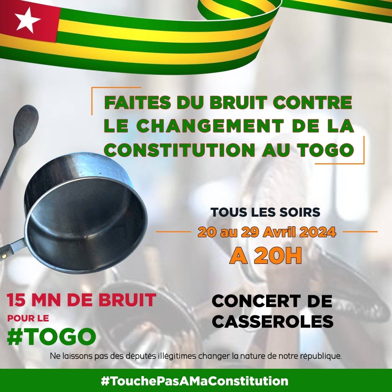Togo : Le front "Touche pas à ma Constitution" lance un Concert de Casseroles