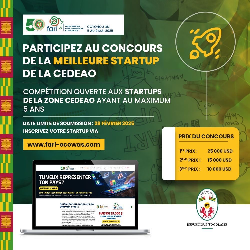 Togo : Le Concours de la Meilleure Startup de la CEDEAO est lancé